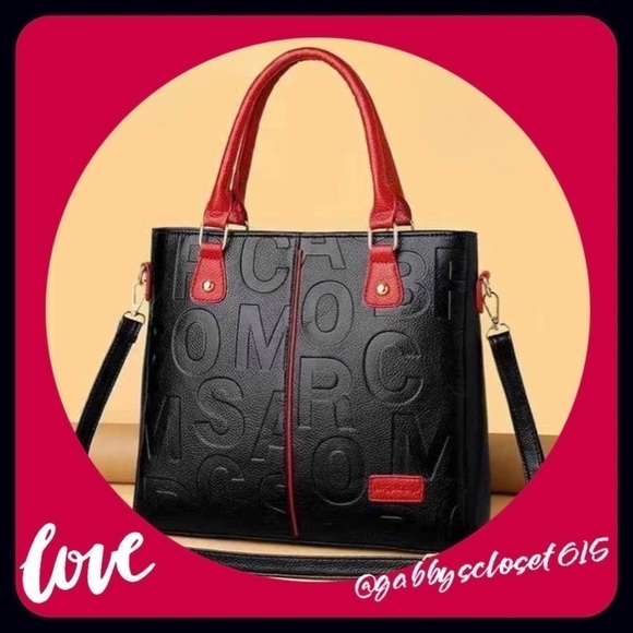 💋 New Luxury Genuine Leather Tote Bag, Women's Letter Embossed Handbag Purse - Picture 1 of 5